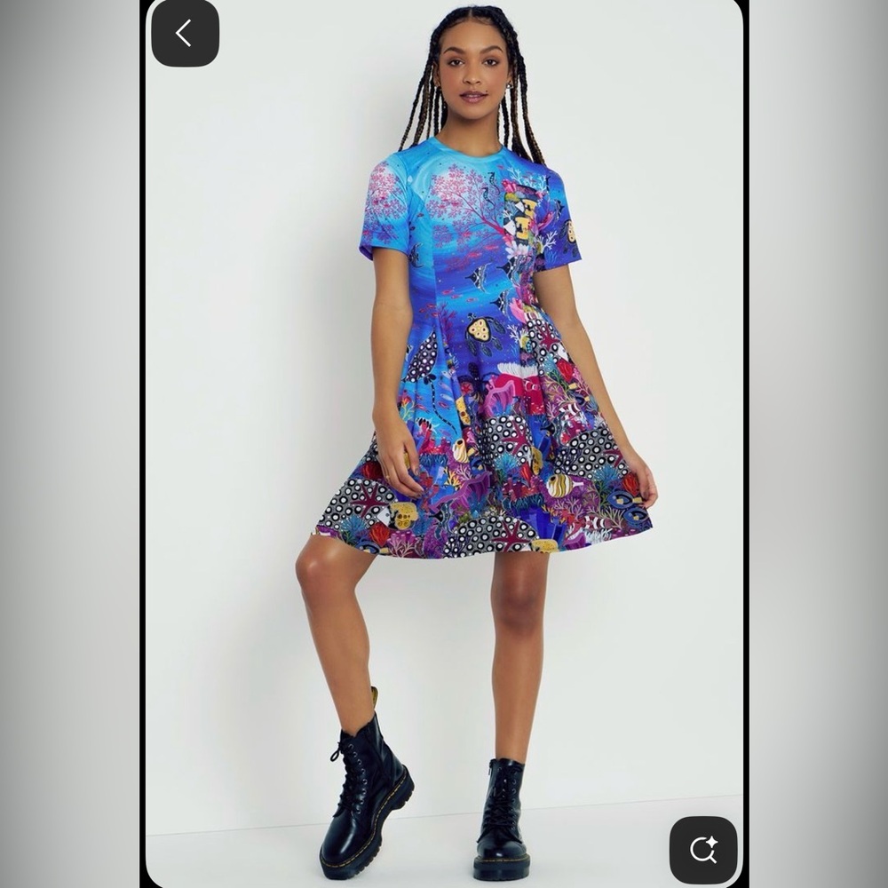 Blackmilk Melanie Hava Great Barrier Reef Evil Longline Tee Dress L NWT